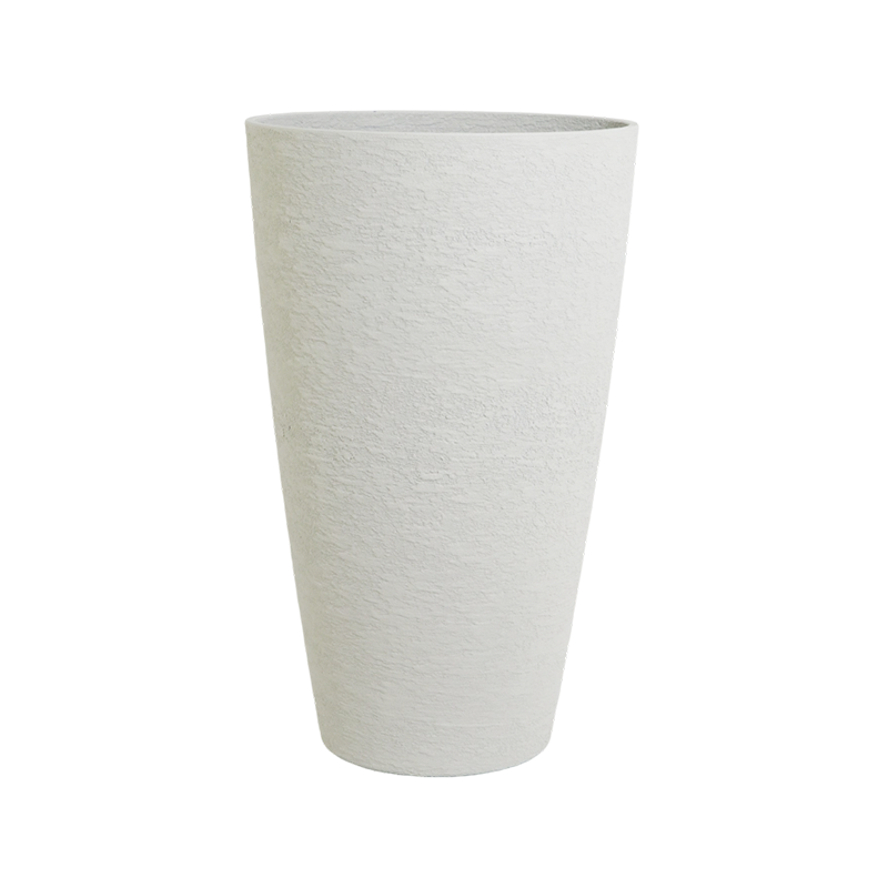 وعاء زهور مستدير كبير يشبه الجبس