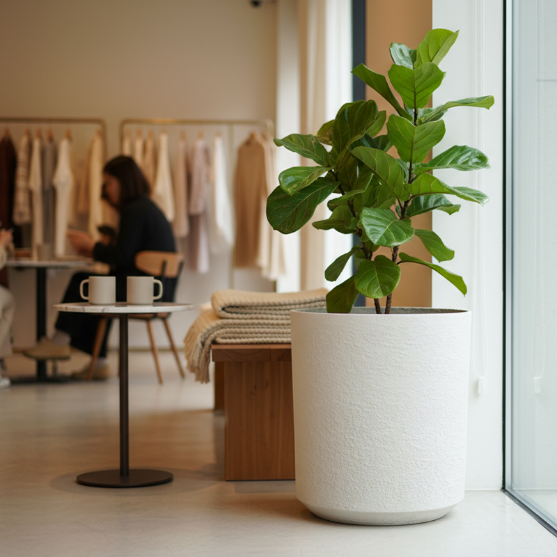 وعاء زهور بلاستيكي ذو ملمس يشبه الجبس ومتعدد الاستخدامات