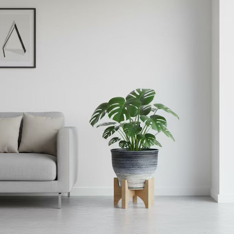 برميل مستدير ذو لونين من وعاء الزهور الرملي