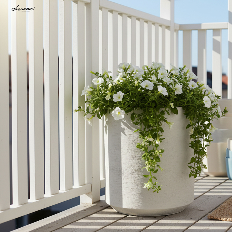 وعاء زهور بلاستيكي ذو ملمس يشبه الجبس ومتعدد الاستخدامات