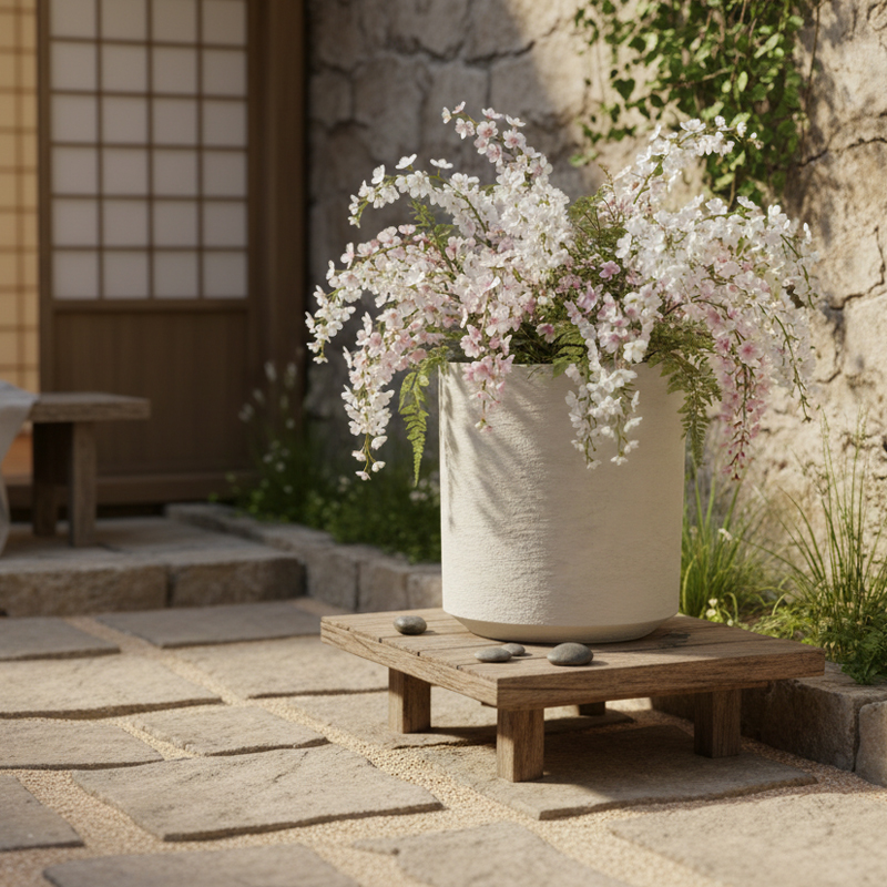 وعاء زهور بلاستيكي ذو ملمس يشبه الجبس ومتعدد الاستخدامات