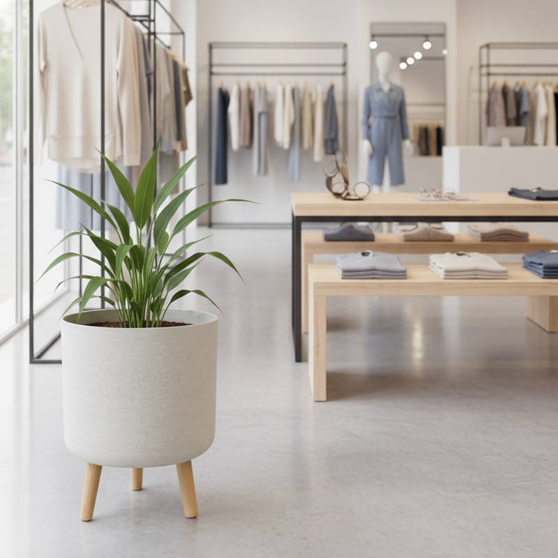 زارع أسطواني يشبه الجبس متعدد الاستخدامات بأرجل خشبية