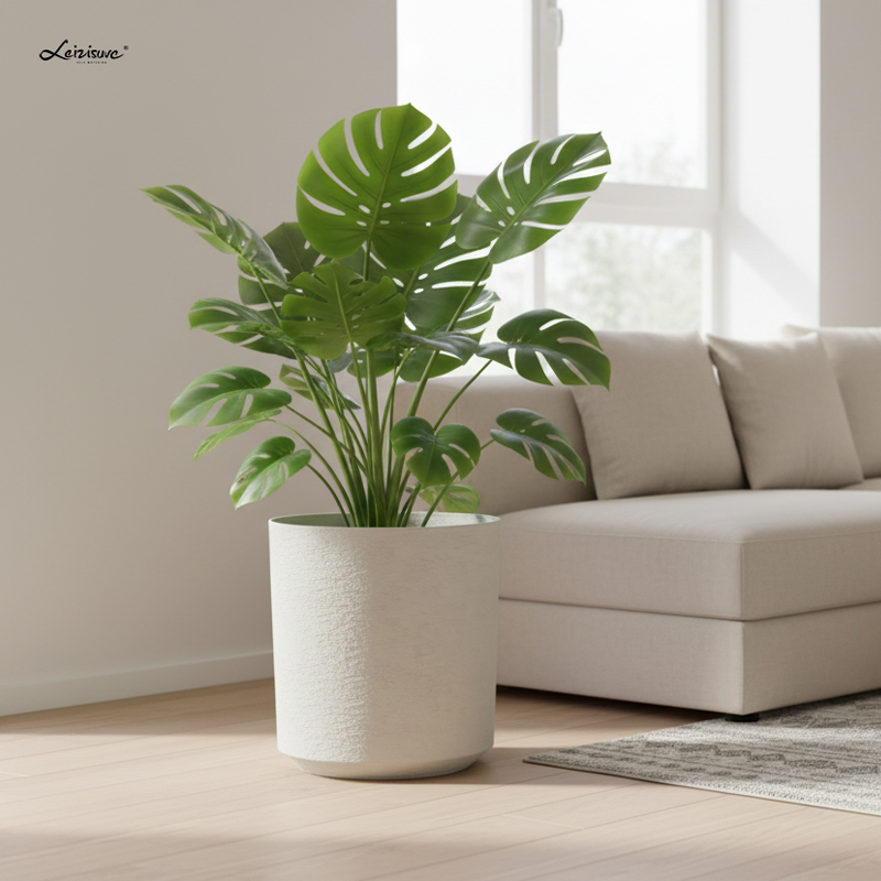 وعاء زهور بلاستيكي ذو ملمس يشبه الجبس ومتعدد الاستخدامات