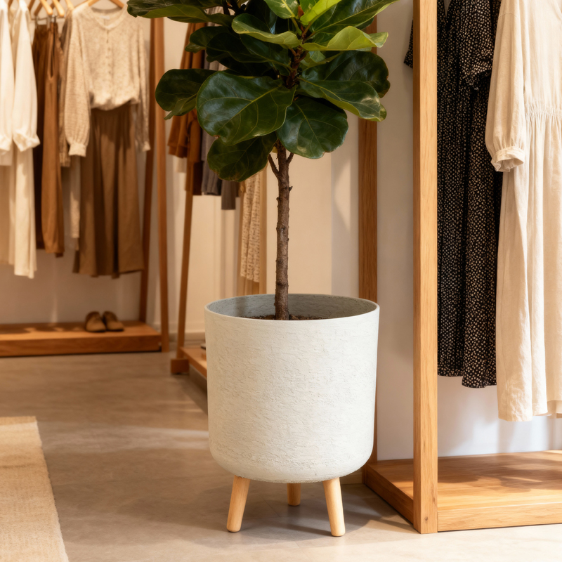 زارع أسطواني يشبه الجبس متعدد الاستخدامات بأرجل خشبية