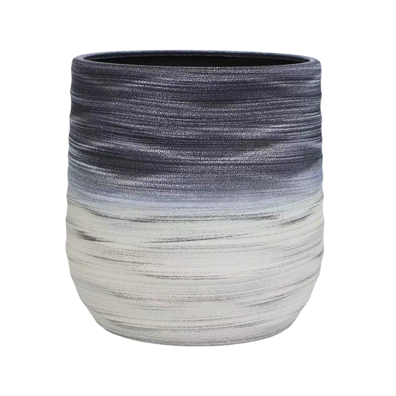 أصيص زهور مزخرف قائم على الأرض على شكل موجة