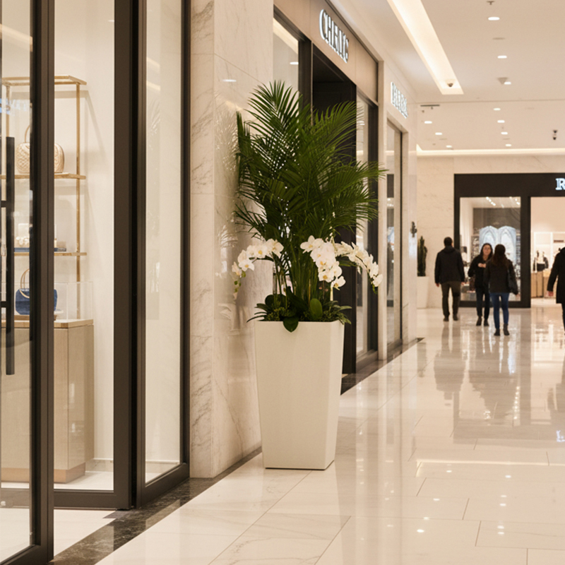 أصيص زهور بلاستيكي حديث مربع الشكل يشبه الجبس